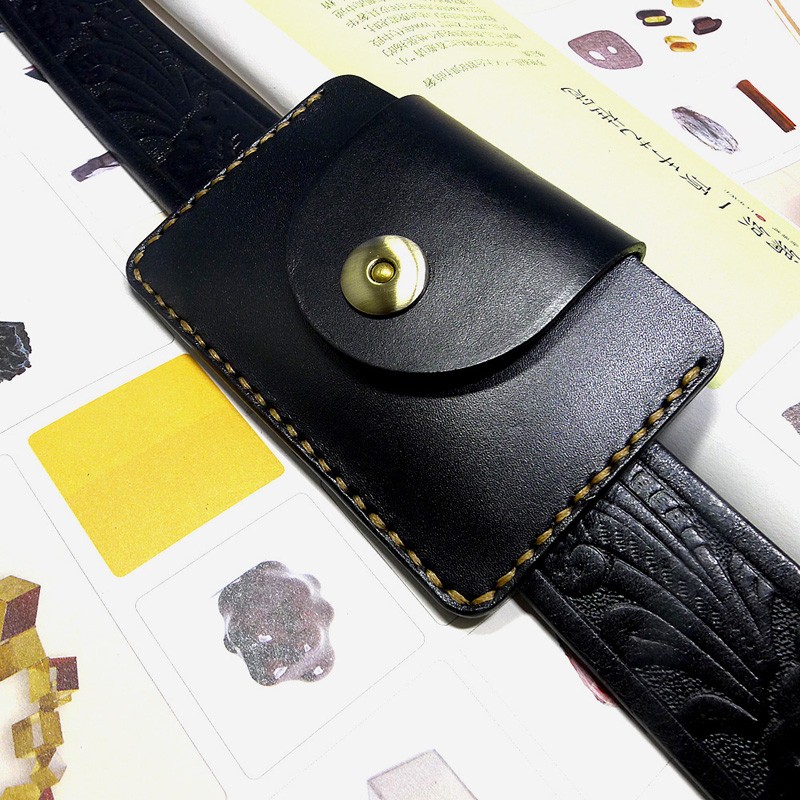 Men Accessories Pack - Blongk Ultra บางกระเป๋าเอวกระเป๋าหนังแท้กระเป๋า Pack Hand-Made ID