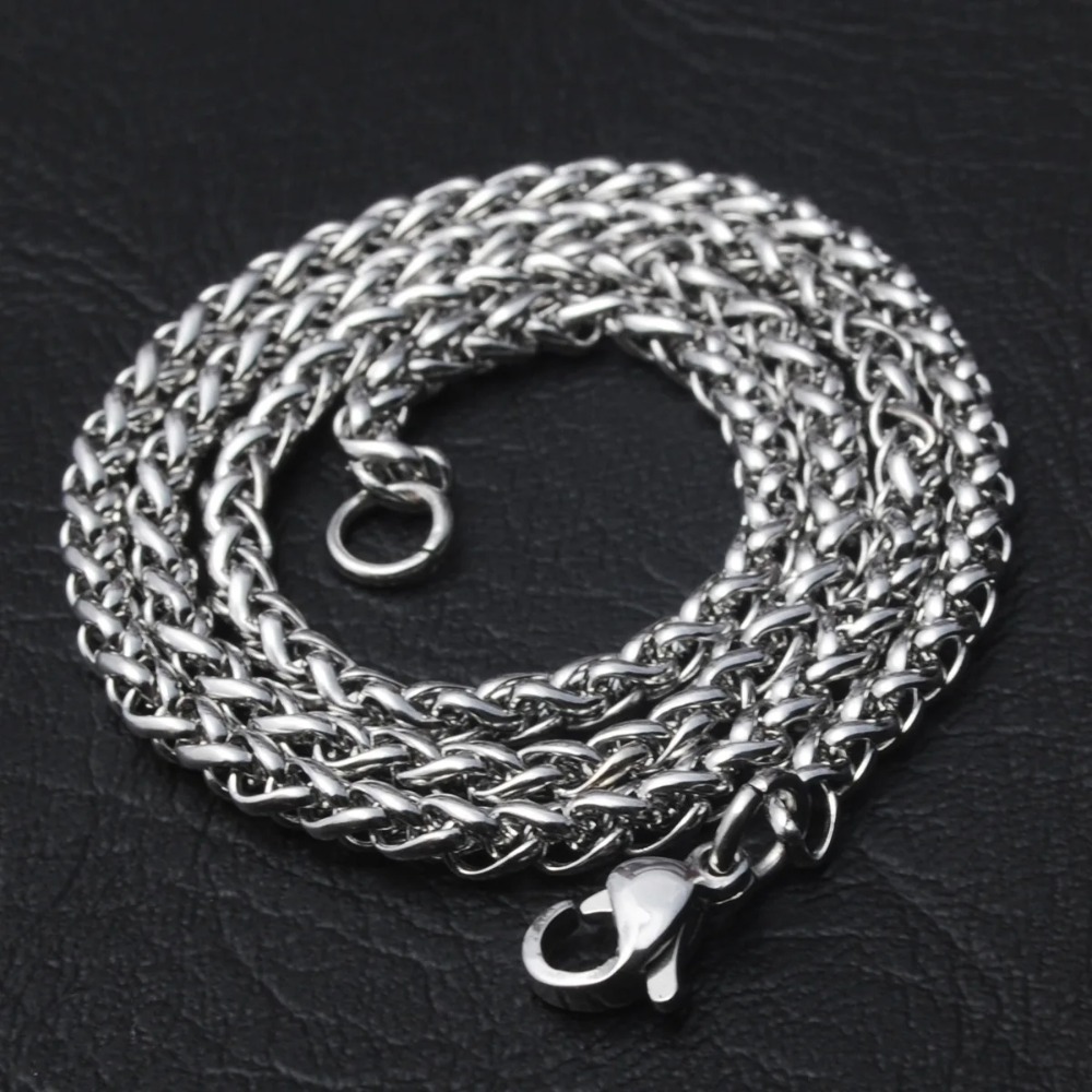 Men Accessories Singapore - สร้อยคอสแตนเลสสตีลแบบเกลียวหนา 3 มม. สำหรับผู้ชายและผู้หญิง เครื่องประดับจี้ห้อยคอแบบยาว