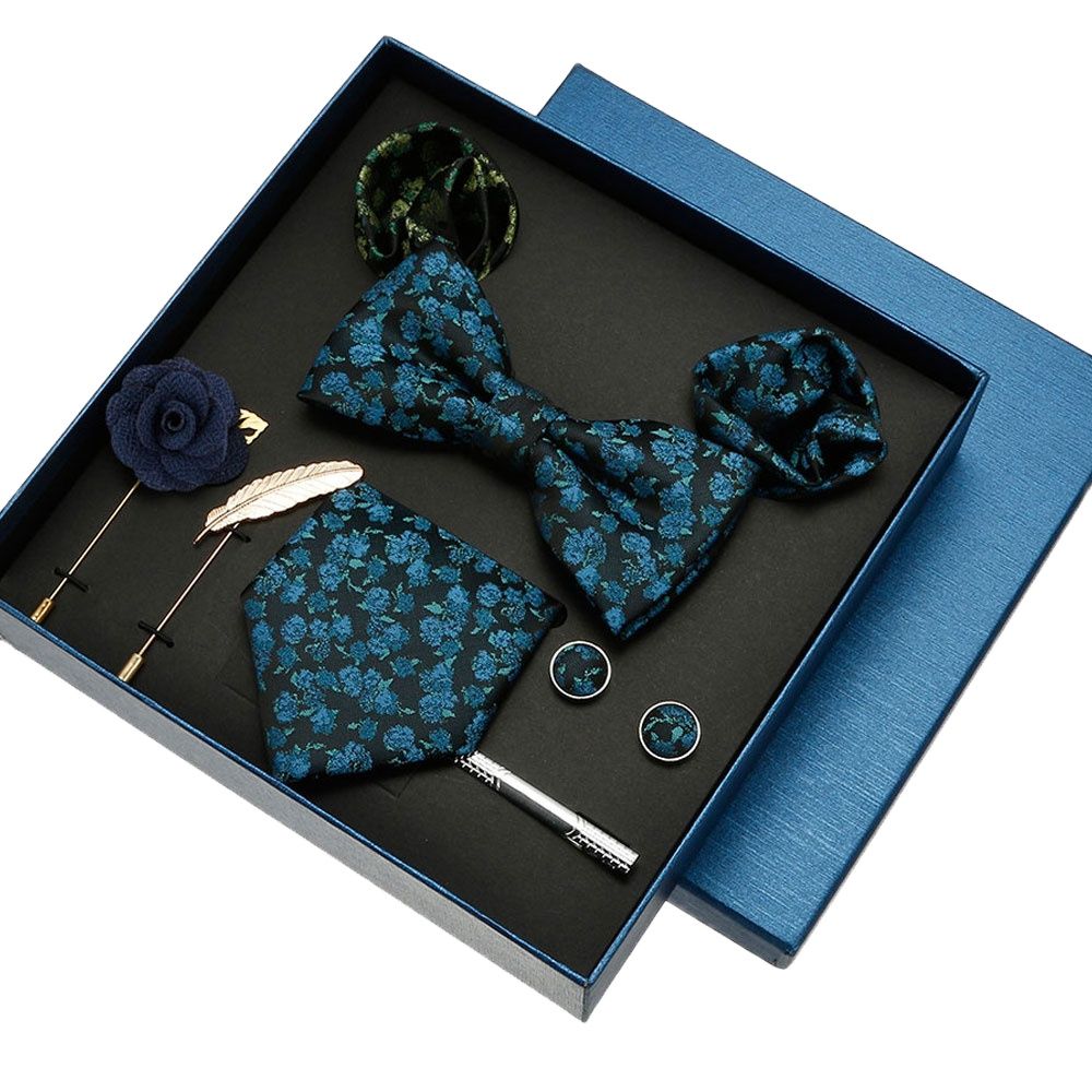Cufflink Box Set - ชุดผ้าเช็ดหน้าผ้าไหมสุดหรูชุดในกล่องเนคไทของผู้ชายชุดกระดุมข้อมือหูกระต่ายอุปกรณ์เสริมงานแต่งงานผีเสื้อสำหรับผู้ชาย2023ของขวัญวันหยุด