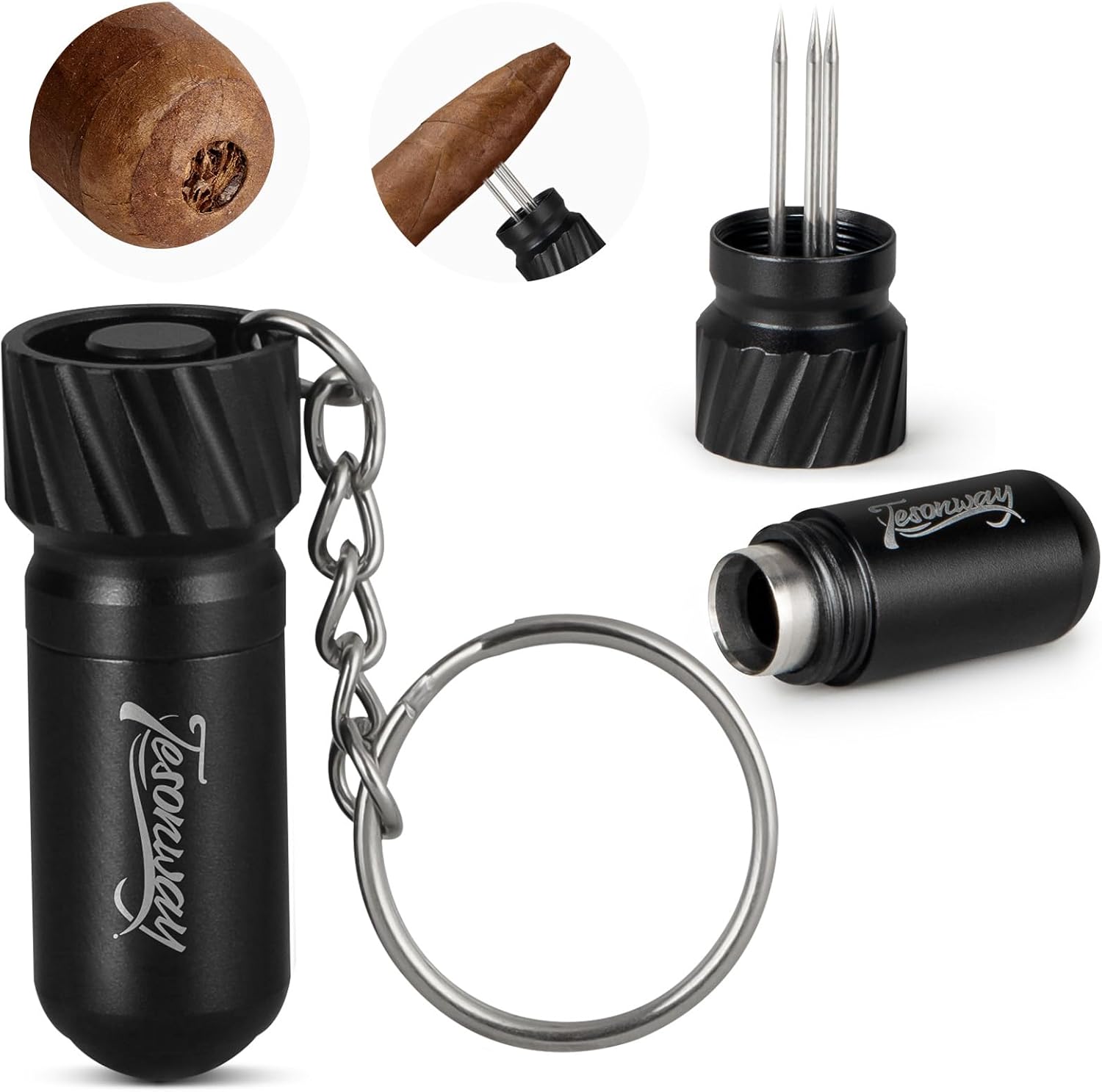 Men Accessories Drawing - ที่เจาะซิการ์, เข็มเจาะซิการ์ 2-in-1, เครื่องมือเพิ่มความหนาแน่นของไส้ซิการ์ Triple Nubber,