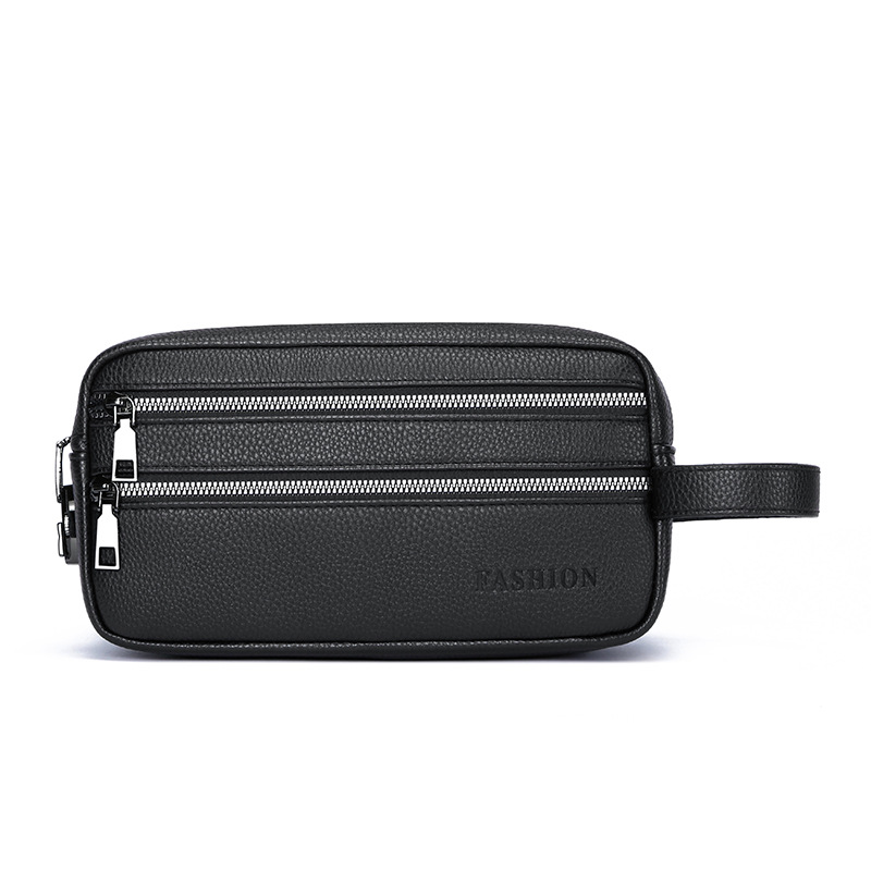 Men'S Accessories Travel Bag - กระเป๋าคลัทช์ผู้ชายสไตล์วินเทจ พร้อมช่องซิปหลายชั้น กระเป๋าข้อมือสำหรับเดินทาง ธุรกิจ และอุปกรณ์เสริมในชีวิตประจำวัน