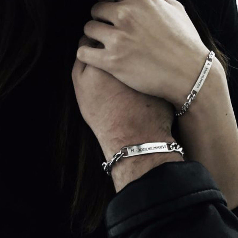 Men Accessories Name - แผ่น Id Tag สร้อยข้อมือ Cuban Link