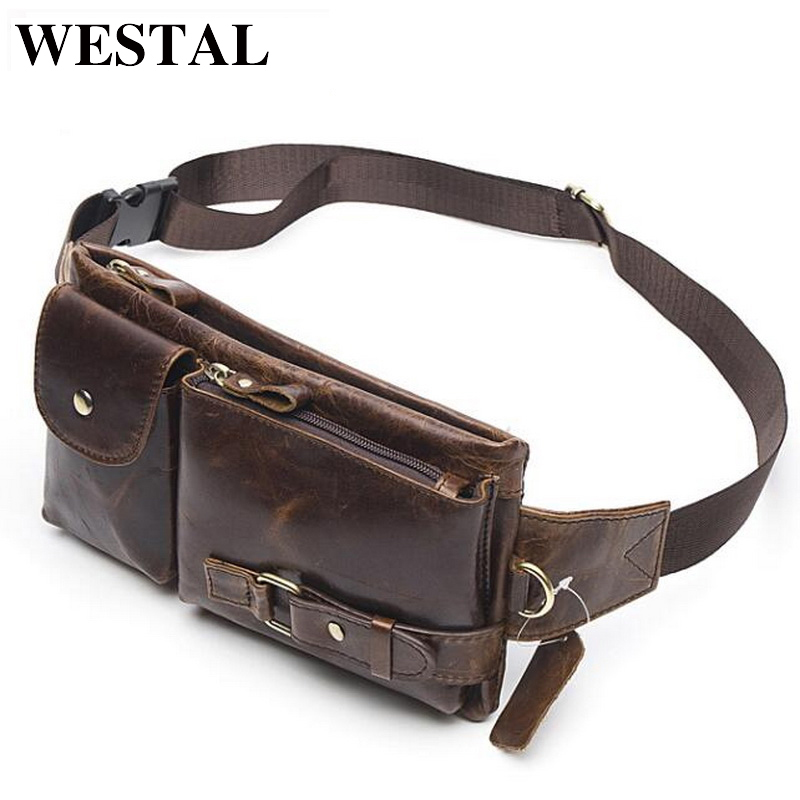 Men Accessories Pack - WESTAL ของแท้หนังเอวชายเอวกระเป๋า Fanny Pack กระเป๋าเข็มขัดกระเป๋าเดินทางเอวแพ็คชายเอวเล็กกระเป๋าหนัง