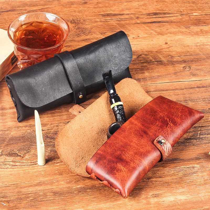 Men'S Accessories Travel Bag - กระเป๋าหนังวัววินเทจสำหรับใส่ไปป์ กระเป๋าเก็บไปป์ยาสูบแบบพกพาสำหรับผู้ชาย อุปกรณ์สูบบุหรี่แบบพกพา กระเป๋าจัดระเบียบสำหรับเดินทาง