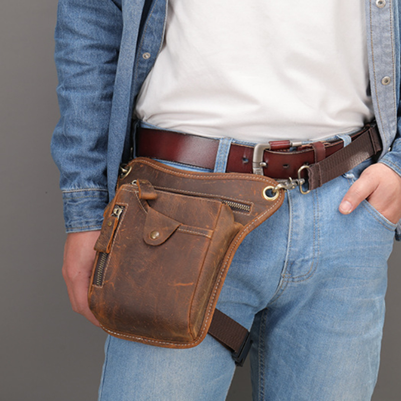 Men Accessories Pack - Vintage Pu หนังเอว Pack กระเป๋าขาผู้ชายผู้หญิงกันน้ํารถจักรยานยนต์สะโพกเข็มขัดต้นขากระเป๋าจักรยานกลางแจ้งโทรศัพท์ Cross
