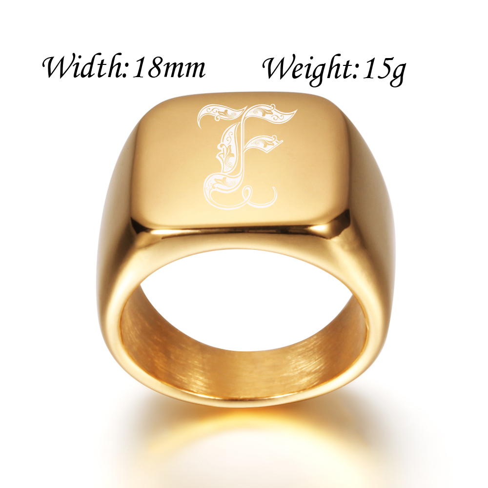 Gold Tone Mens Big Letter แหวน - Men Accessories Wedding บทวิจารณ์และราคา