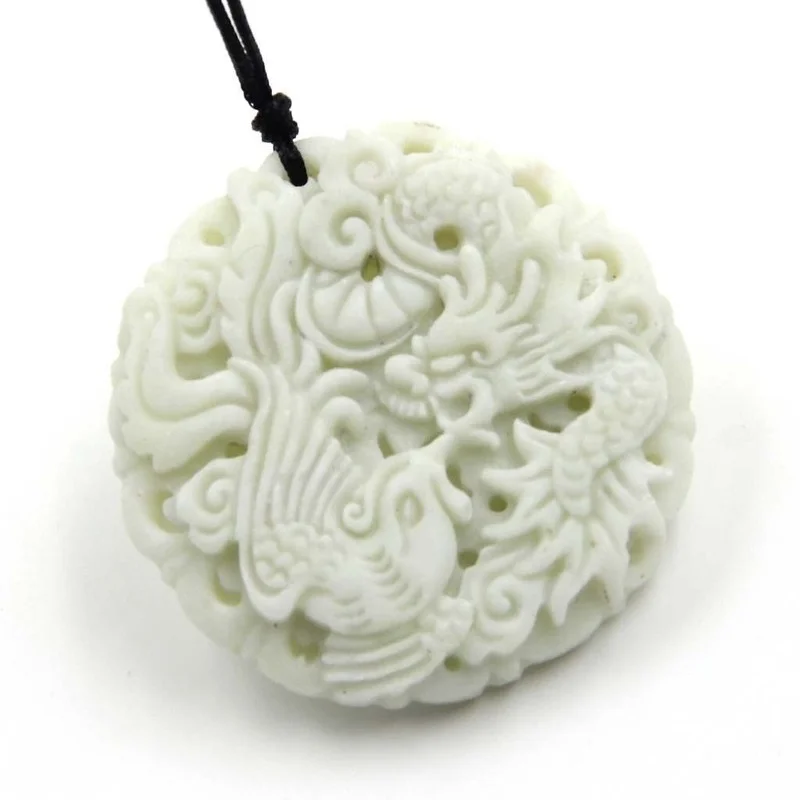 หยกสีขาวธรรมชาติ Dragon Phoeni - Men Accessories Hand บทวิจารณ์และราคา