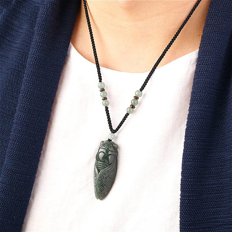 หยกธรรมชาติHetian Cicadaลูกปัด - Men Accessories Hand บทวิจารณ์และราคา
