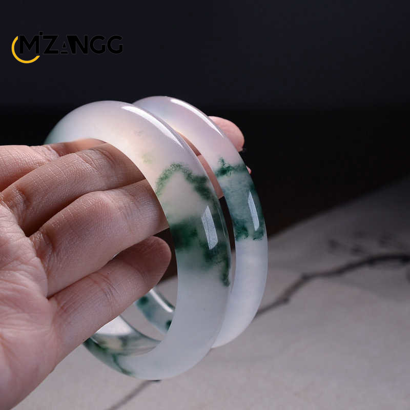 กำไลหยกสีเขียวธรรมชาติกำไลข้อม - Men Accessories Hand บทวิจารณ์และราคา